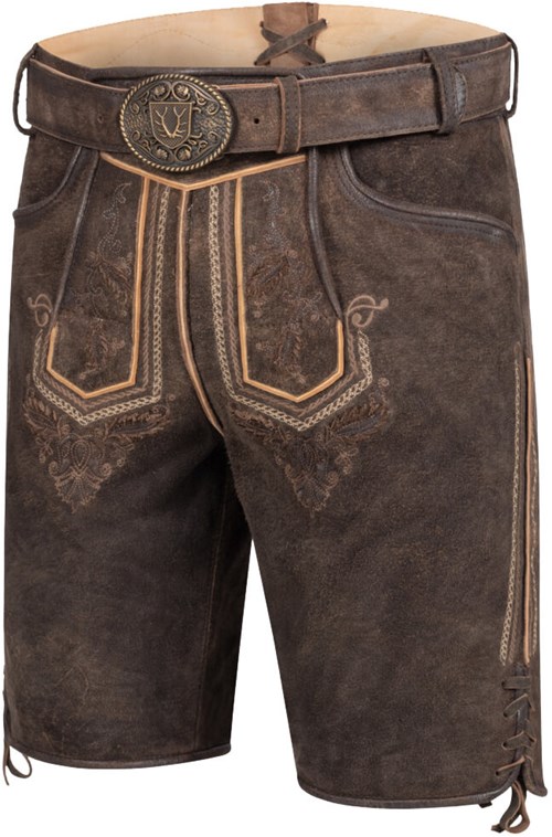 Geitenleer Lederhose Roger Bruin met Riem (links, 1)