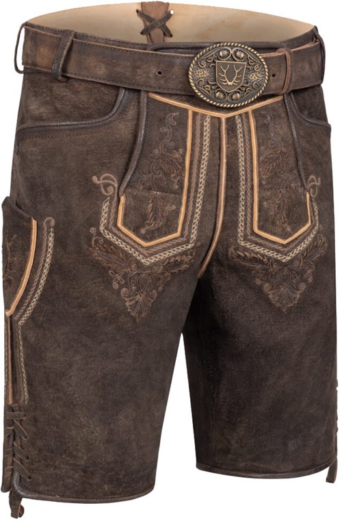 Geitenleer Lederhose Roger Bruin met Riem (rechts, 1)