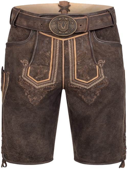 Geitenleer Lederhose Roger Bruin met Riem