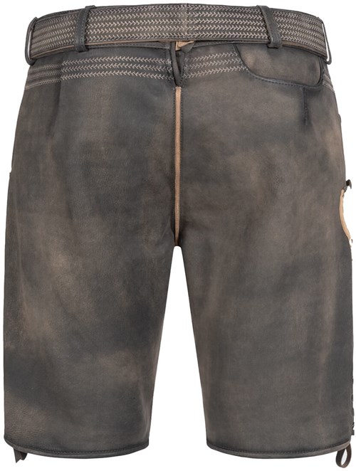 Geitenleer Lederhose Zac Bruin met Riem (achterkant)