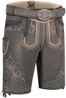 Geitenleer Lederhose Zac Bruin met Riem (linker zijkant)