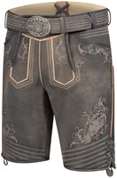Geitenleer Lederhose Zac Bruin met Riem (rechts schuin voor)