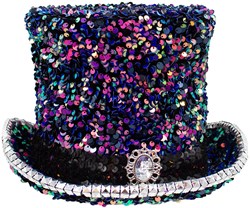 Hoge Hoed Pailletten Luxe Paars-Blauw