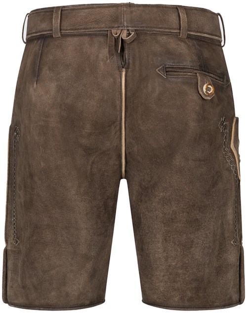 Lederhose Geitenleer Sean Bruin met Riem (achterkant)