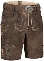 Lederhose Geitenleer Sean Bruin met Riem (links schuin voor)