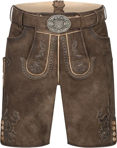 Lederhose Geitenleer Sean Bruin met Riem