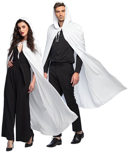 Cape met Capuchon Wit - 180cm 