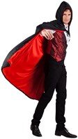  Cape met Capuchon Zwart/Rood 170cm (zijkant)