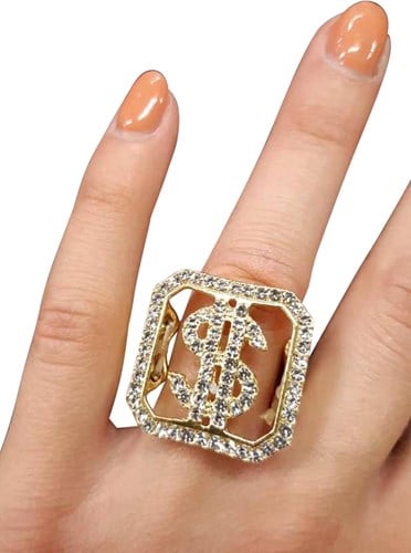 Ring Dollar met Strass Verstelbaar