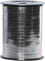 Cadeaulint Metallic Zilver 5mm Breed, 250m op Rol