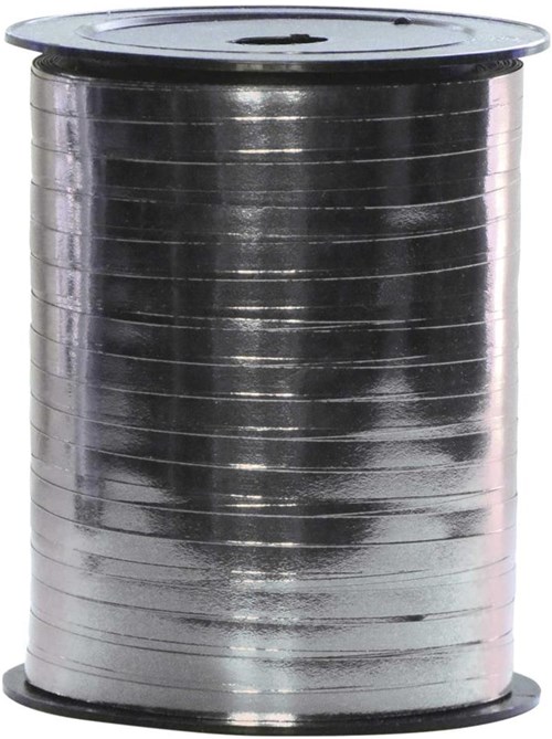 Cadeaulint Metallic Zilver 5mm Breed, 250m op Rol