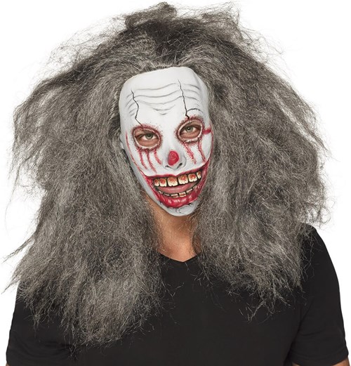 Clownsmasker Zombie met Haar (Latex)