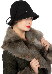 Dameshoed Jaren 20 Zwart Luxe (Wolvilt)