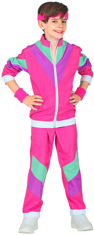 Jaren 80 Trainingspak Roze Kind (jongen)