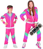 Jaren 80 Trainingspak Roze Kind