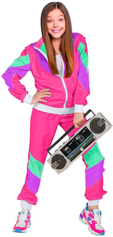 Jaren 80 Trainingspak Roze Kind (meisje)