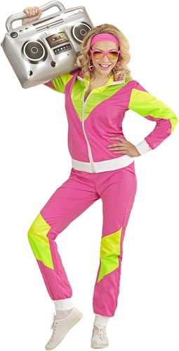 Jaren 80 Trainingspak Roze-Geel-Groen voor dames