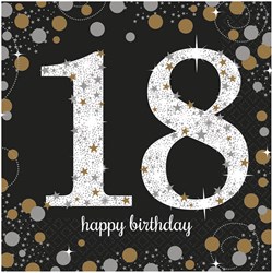 Servetten 18 Jaar Sparkling Celebrations 16st