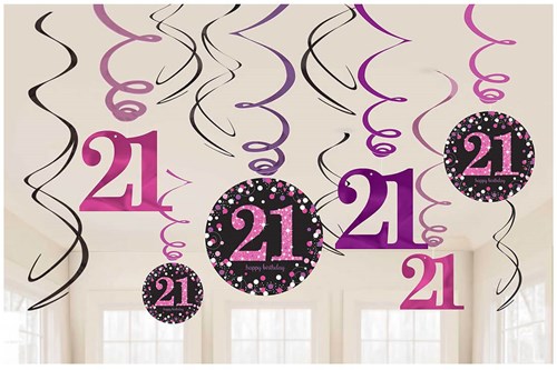 Hangdeco 21 Jaar Sparkling Celebrations Pink