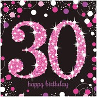 Servetten 30 Jaar Sparkling Celebrations Pink - 16st