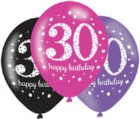 Ballonnen 30 Sparkling Celebrations Pink (6st.)