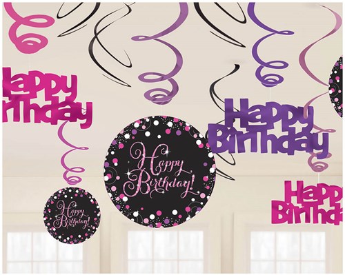 Hangdeco Happy Birthday Sparkling Celebrations Pink