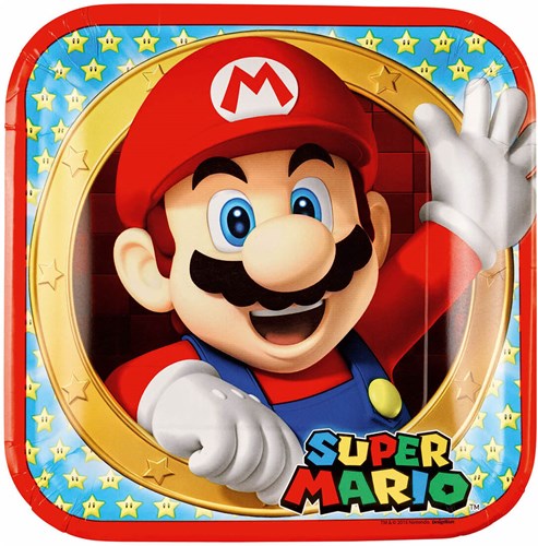 Bordjes Super Mario 8st - 23cm