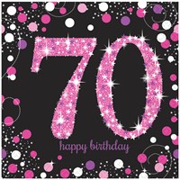 Servetten 70 Jaar Sparkling Celebrations Pink - 16st