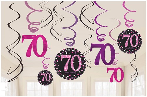 Hangdeco 70 Jaar Sparkling Celebrations Pink