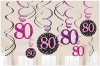 Hangdeco 80 Jaar Sparkling Celebrations Pink
