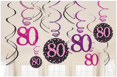 Hangdeco 80 Jaar Sparkling Celebrations Pink