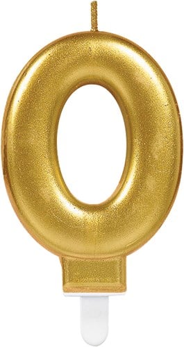 Taartkaarsje Nummer 0 Sparkling Celebration Gold