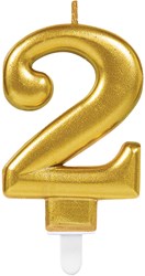 Taartkaarsje Nummer 2 Sparkling Celebration Gold
