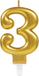 Taartkaarsje Nummer 3 Sparkling Celebration Gold