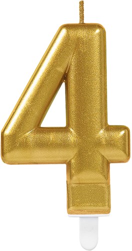 Taartkaarsje Nummer 4 Sparkling Celebration Gold