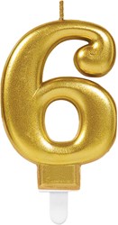 Taartkaarsje Nummer 6 Sparkling Celebration Gold