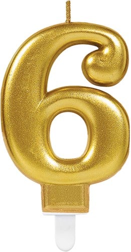 Taartkaarsje Nummer 6 Sparkling Celebration Gold