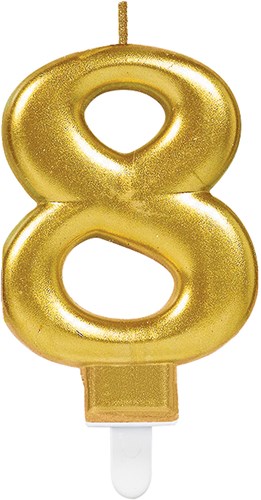 Taartkaarsje Nummer 8 Sparkling Celebration Gold