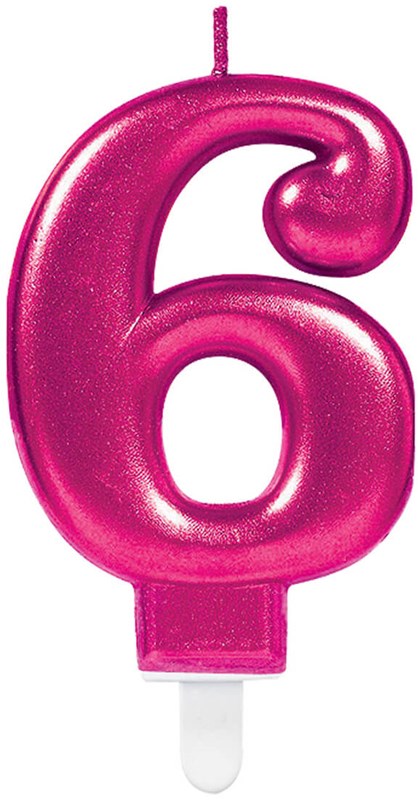  Taartkaarsje Nummer 6 Sparkling Celebration Pink