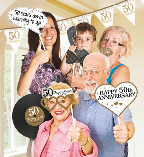Photo Booth Props 50 Jaar Getrouwd (12 delig)