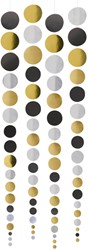 Dot Hangdecoratie Goud-Zwart-Zilver - 4st
