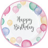 Feestpakket Happy Birthday Pastel (50 stuks) (bordjes)