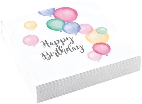 Feestpakket Happy Birthday Pastel (50 stuks) (servetten)