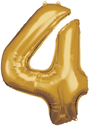 Folieballon Cijfer 4 Goud - 86cm