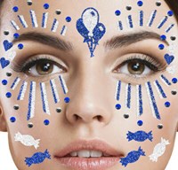 Gezicht Stickers Clown Blauw-Wit