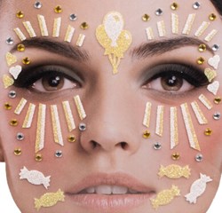 Gezicht Stickers Clown Geel-Wit