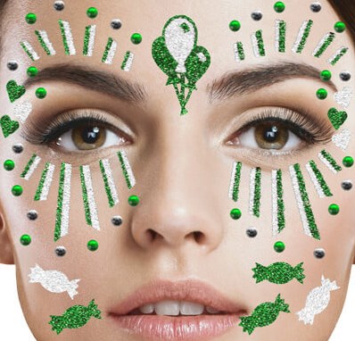 Gezicht Stickers Clown Groen-Wit