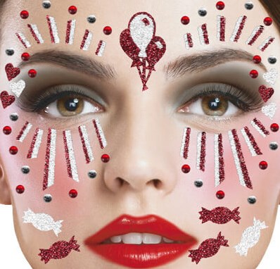 Gezicht Stickers Clown Rood-Wit