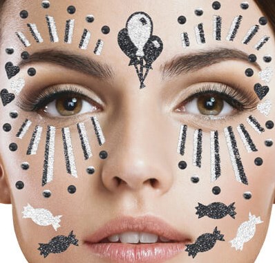 Gezicht Stickers Clown Zwart-Wit