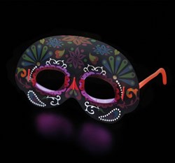 Glow Stick Masker Zwart met Bloemen